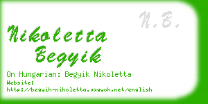 nikoletta begyik business card